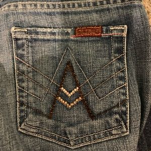 7 For All Mankind brown Swarovski crystal jeans